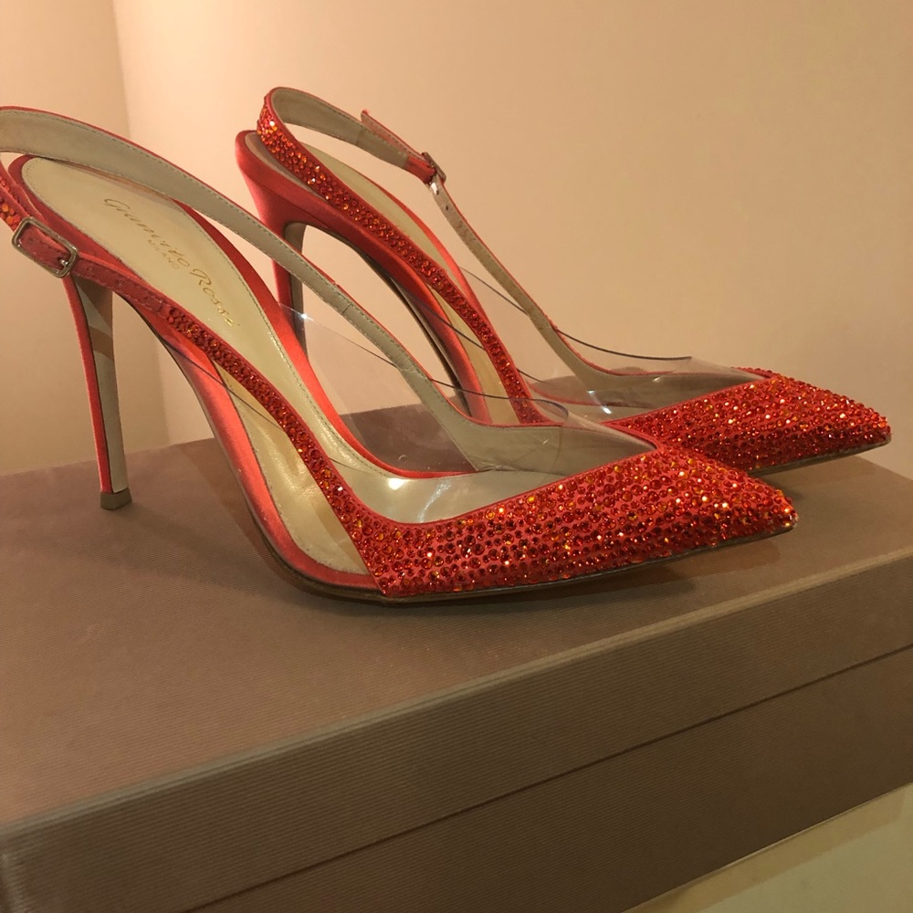 GIANVITO ROSSI Embellished satin & PVC Sling-backs - Picture 3 of 6